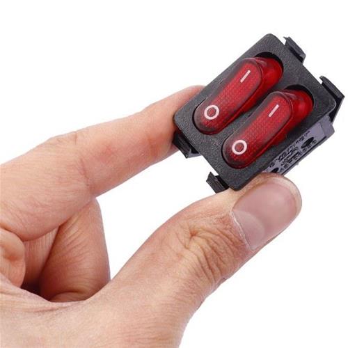 کلید راکر باریک چراغدار دو پل بخاری برقی