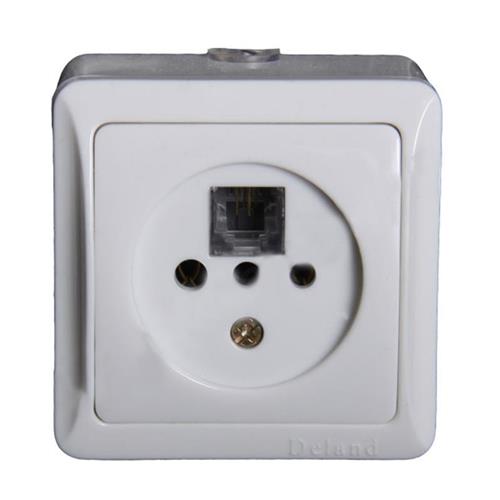 پریز تلفن دوکاره روکار سفید(ده تایی)