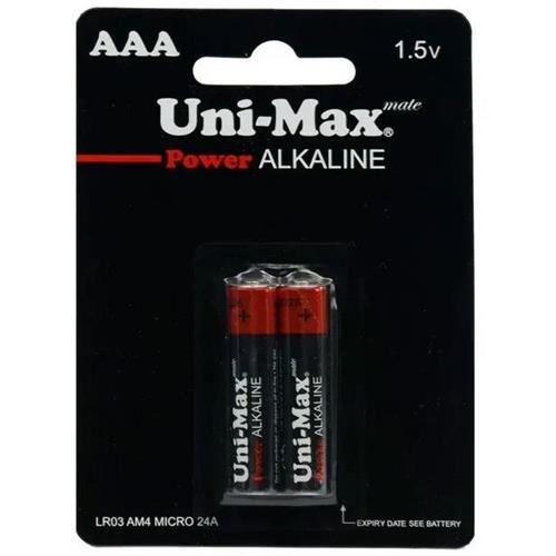 بسته 12جفتی باطری نیم قلمی آلکالاین یونیمس UNIMAX